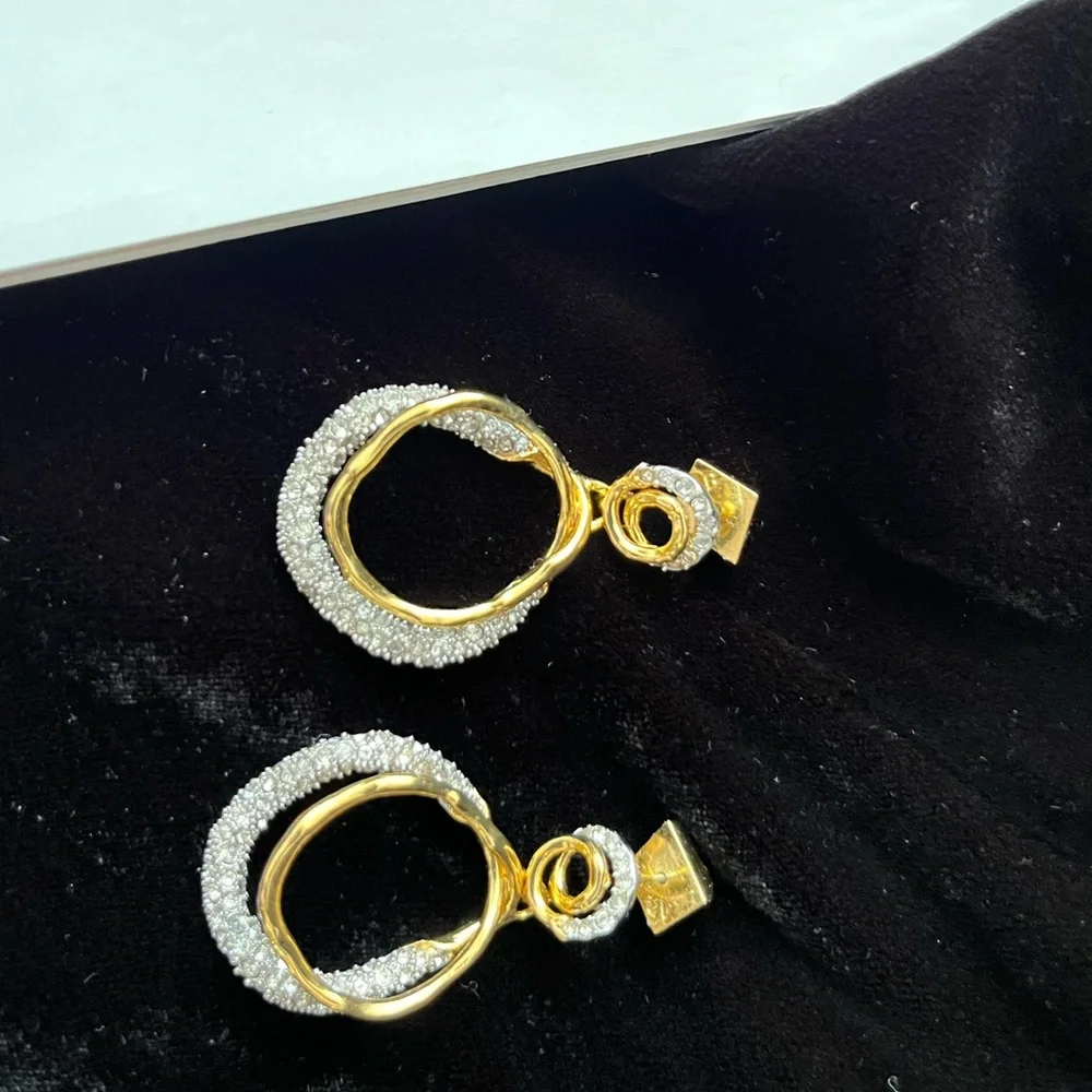 🆕 Alexis Bittar Solanales Gold Crystal Orbit Drop Post Earring - Picture 6 of 7